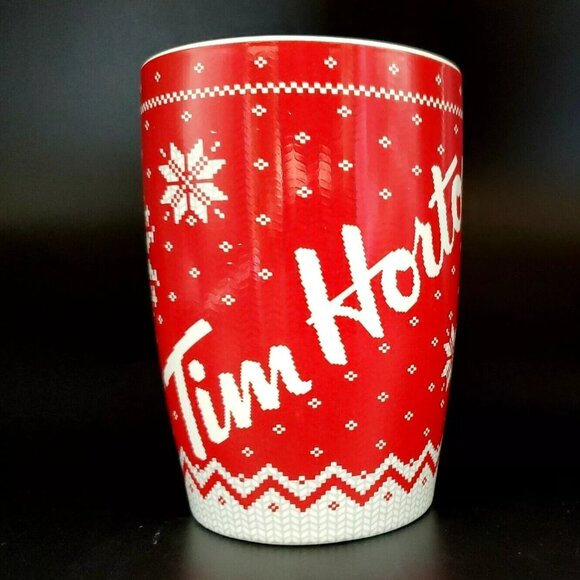 Tim Horton's Snowflake Sweater Mug 2015 Red & White Limited Edition Coffee Cup - Picture 9 of 12